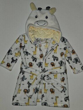 Modern Baby Fleece Hooded Bathrobe 0-9 Months Giraffe Lion Zebra Boy Girl SOFT